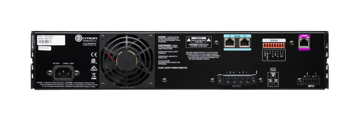Crown CDi 2|300BL 2-Channel 70V 600W Power Amplifier with BLU Link – Professional Installation Amplifier for Networked Commercial Audio (Each)