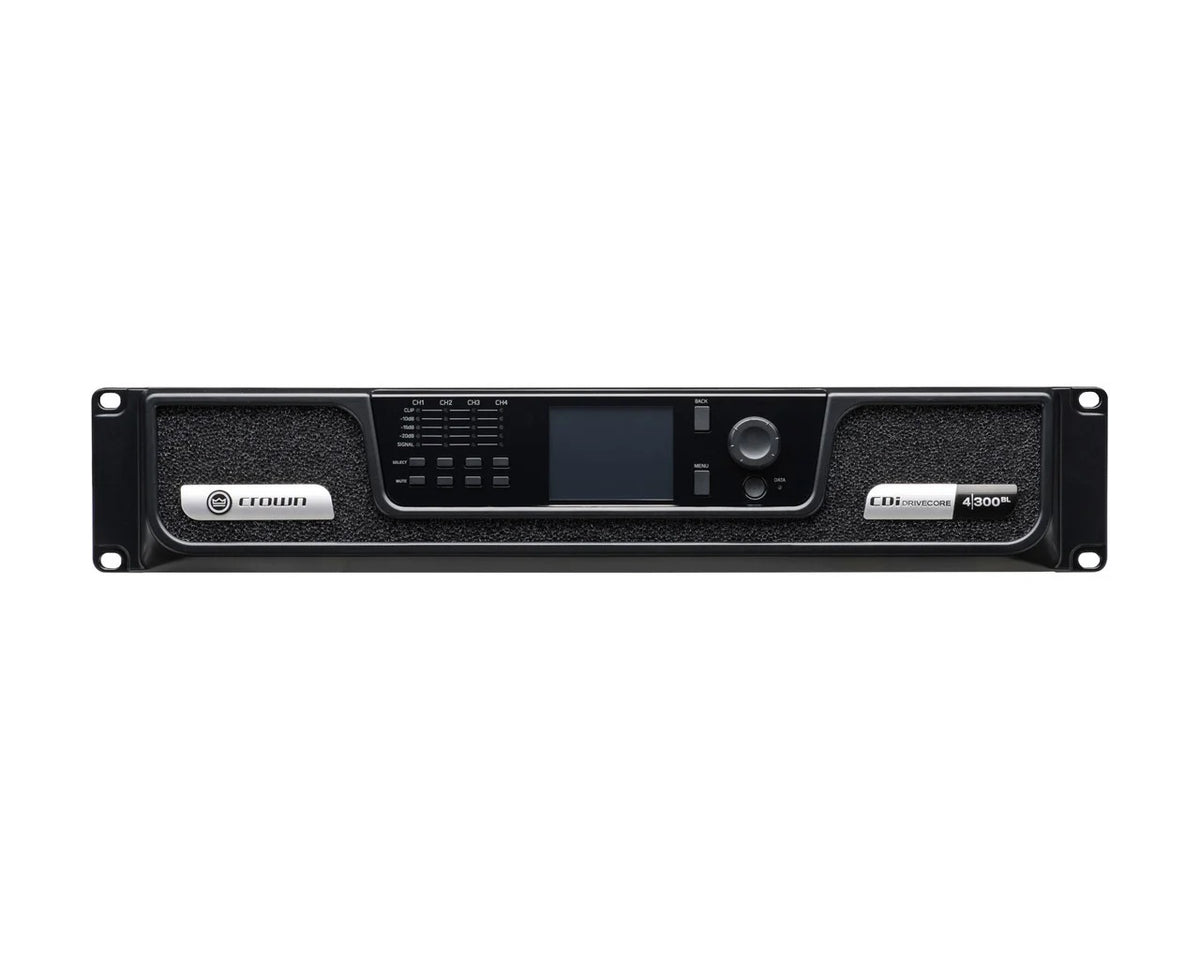 Crown CDi 4|300BL 4-Channel 70V 1200W Power Amplifier with BLU Link – Professional Installation Amplifier for Networked Multi-Zone Commercial Audio (Each)