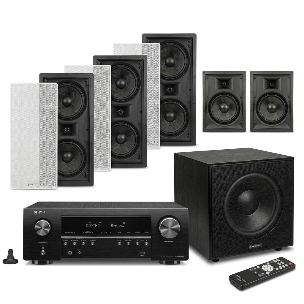 Denon AVR-X250BT & Pure Acoustics RIFT 08 5.1 In-Wall Home Cinema (Package)