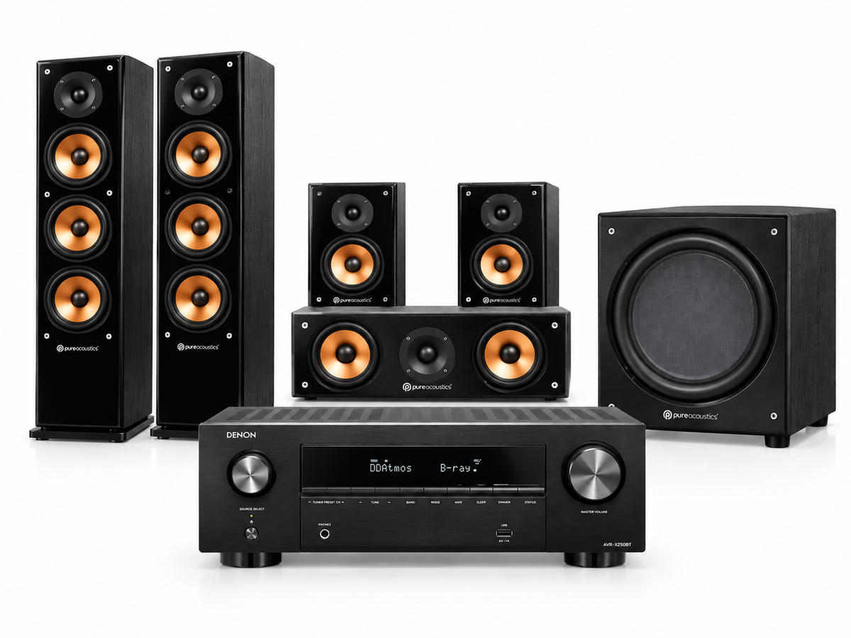 Denon AVR-X250BT & Pure Acoustics SuperNova 8 5.1 Home Theatre (Package)