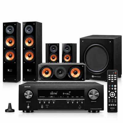 Denon AVR-X250BT 5.1 Home Theatre Package with Pure Acoustics SuperNova 5 Speakers & SN10 Subwoofer