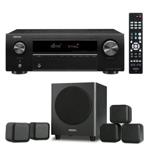 Denon AVR-X250BT 5.1 AV Receiver & Mission M-CUBE SE Home Theatre Bundle – Complete 5.1 Surround Sound System with AV Receiver and Satellite Speaker Package (Package)