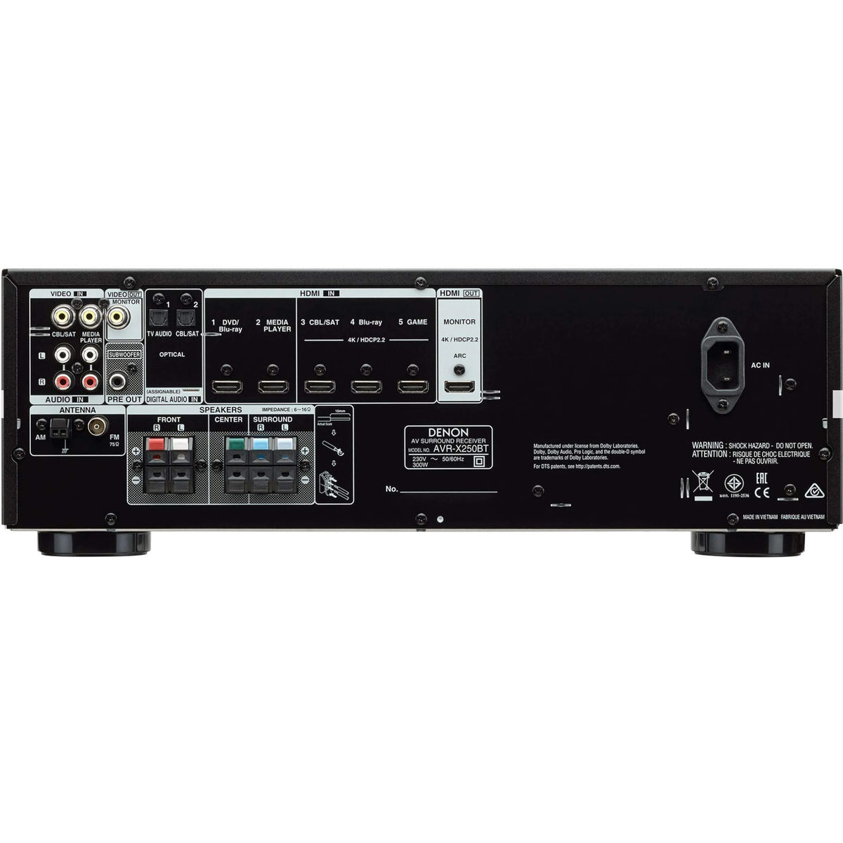 Denon AVR-X250BT 5.1 AV Receiver & Mission M-CUBE SE Home Theatre Bundle – Complete 5.1 Surround Sound System with AV Receiver and Satellite Speaker Package (Package)