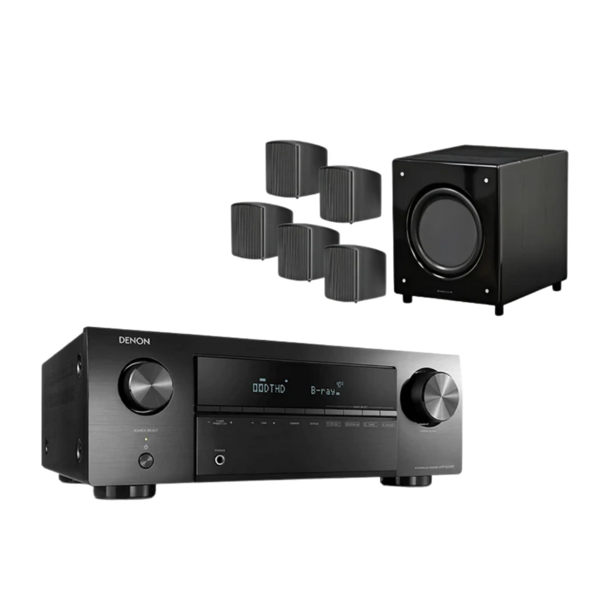 Denon AVR-X250BT & Pure Acoustics HT-800 5.1 Home Cinema Speaker Bundle