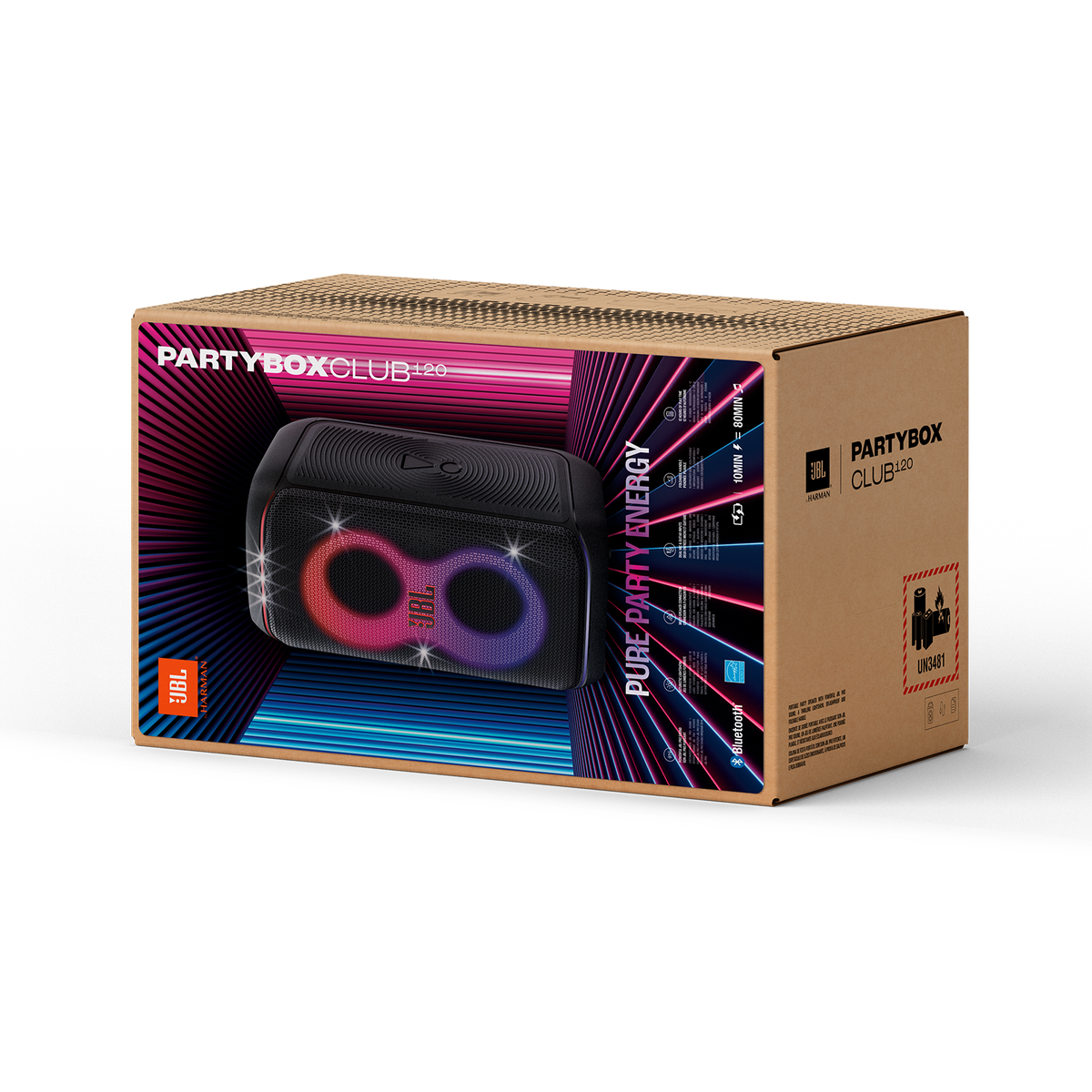 JBL PartyBox Club 120 Portable Party Speaker – 160W Bluetooth Speaker with Light Show, Splashproof Design & Mic Input for Indoor & Outdoor Entertainment (Each)