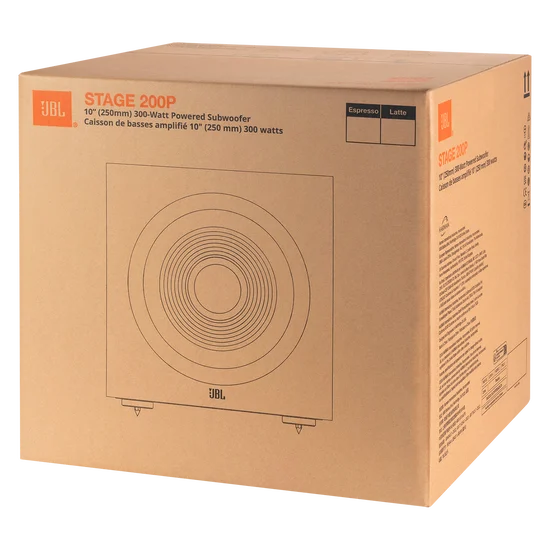 JBL Stage 200P 10" Powered Subwoofer – 300W Active Subwoofer for Deep, Controlled Bass in Home Theatre & Hi-Fi Audio Systems (Each)