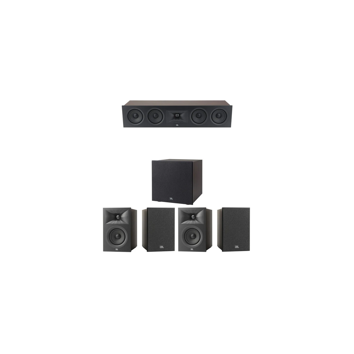 JBL Stage 240B + 245C + 200P 5.1 Channel Home Theatre Bundle – Bookshelf Front, Centre & Powered Subwoofer Complete Speaker Package (Set)