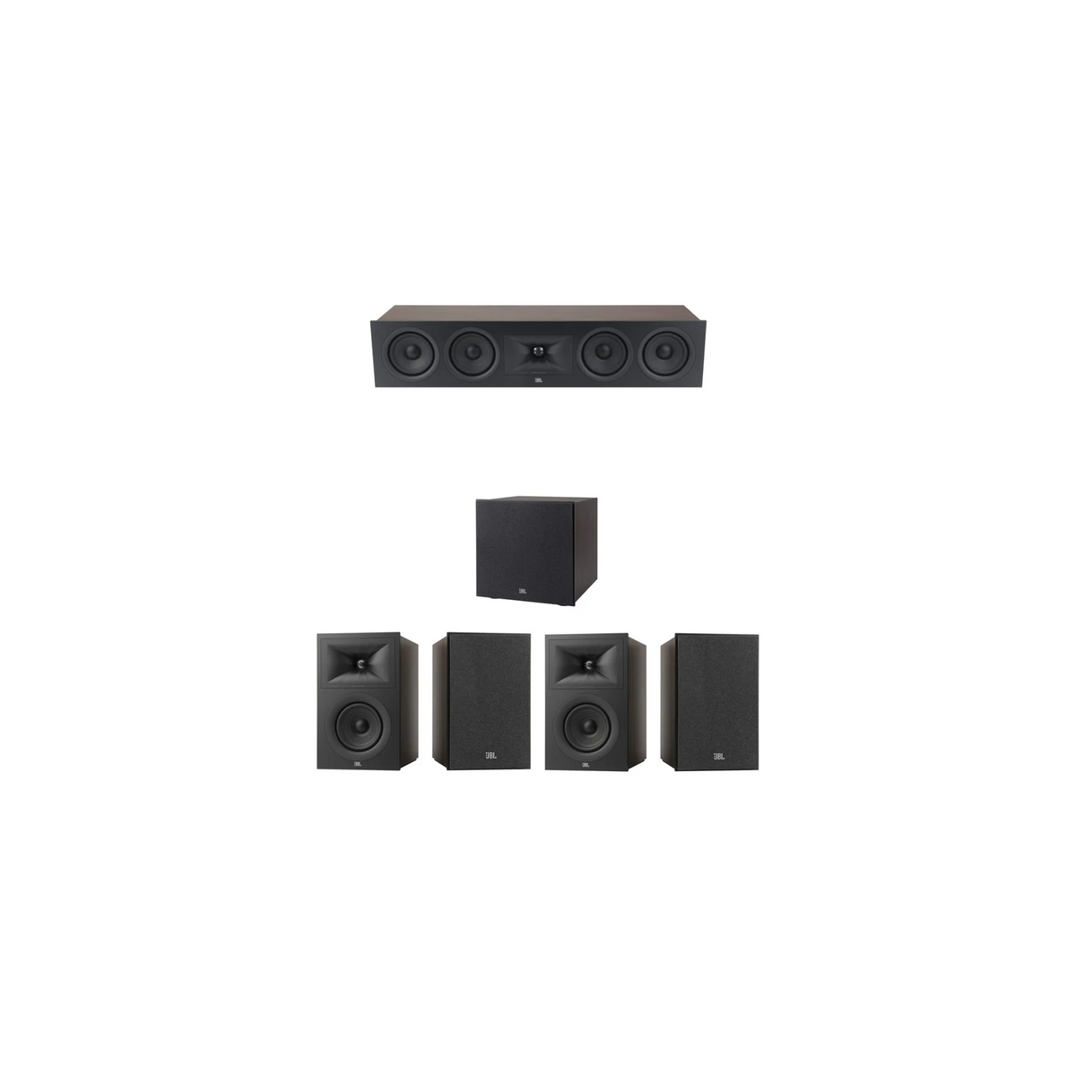 JBL Stage 250B + 245C + 200P 5.1 Channel Home Theatre Bundle – Bookshelf Front, Centre & Powered Subwoofer Complete Speaker Package (Set)