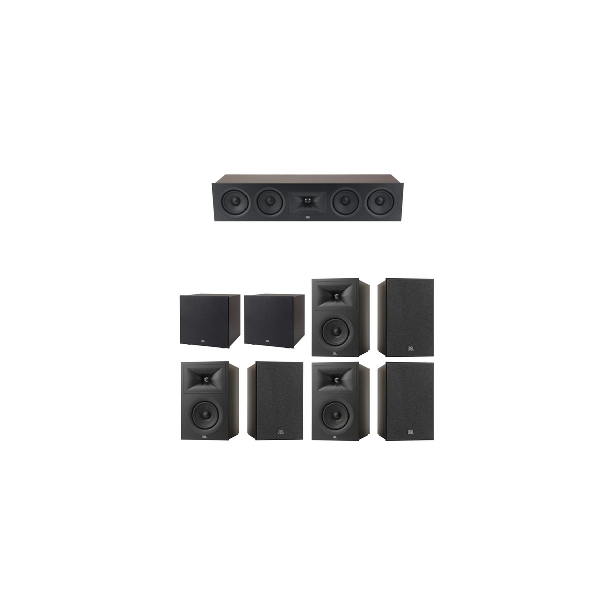 JBL Stage Series 7.2 Bookshelf Home Theatre Bundle – Stage 250B Bookshelf Speakers, Stage 245C Centre Channel & Dual Stage 200P Subwoofers for a Complete 7.2 Surround Sound System (Package)