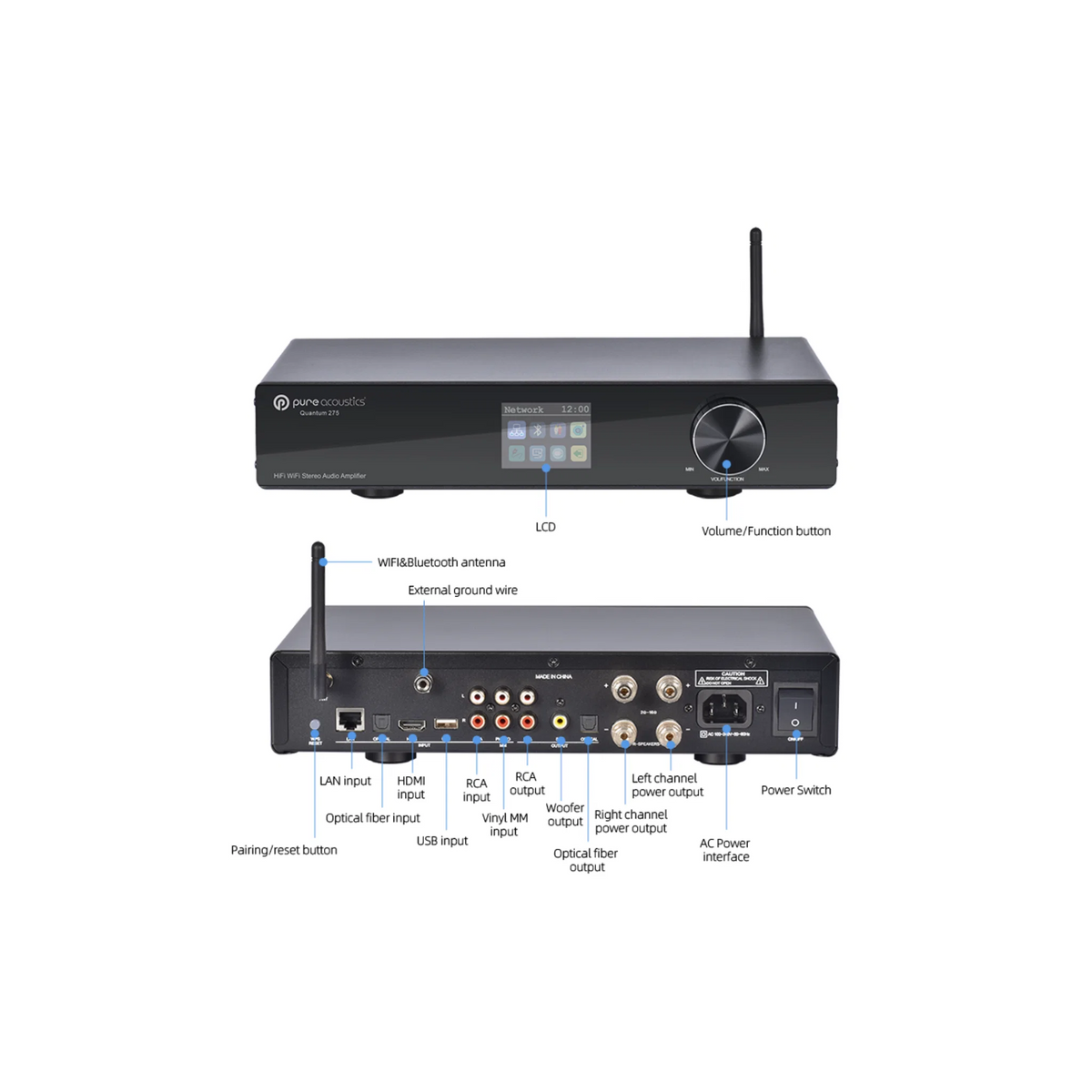 Pure Acoustics Quantum W275 2.1-Channel Stereo Network Integrated Amplifier for Hi-Fi Home Audio