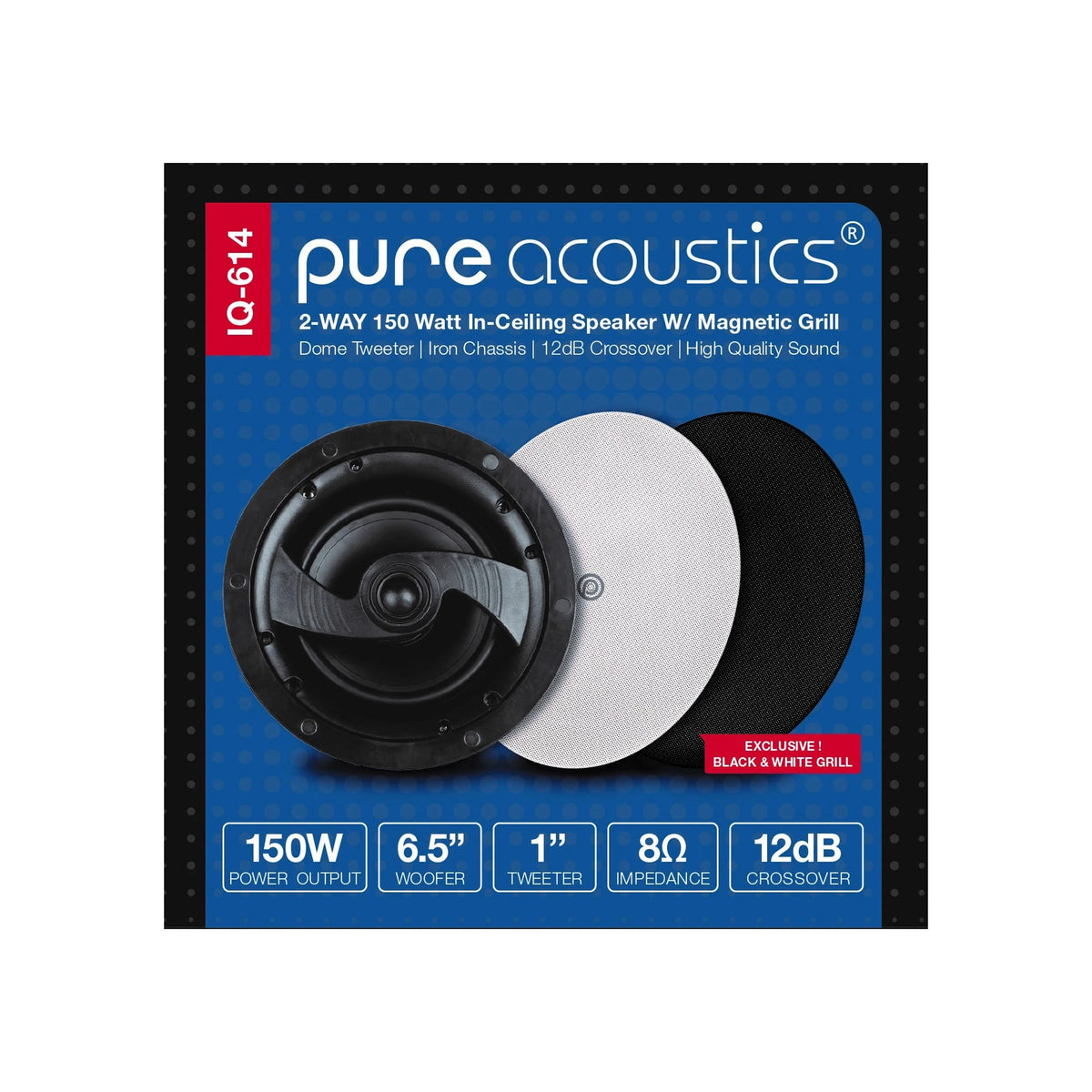 Pure Acoustics Rift 66 / IQ-614 – 2-Way 6.5" 150W In-Ceiling Speakers (Pair)