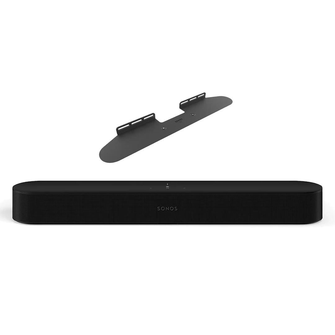 Sonos Beam Gen 2 Soundbar + Flexson Wall Mount Bundle – Dolby Atmos Smart Soundbar with Dedicated Wall Bracket for Sleek TV Installation (Black)