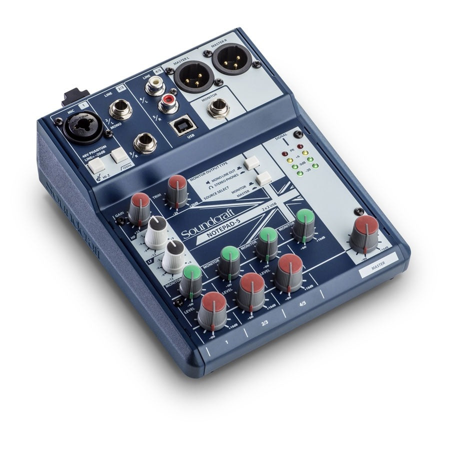 Soundcraft Notepad-5 5-Ch Analogue Mixer with USB I/O (Each)