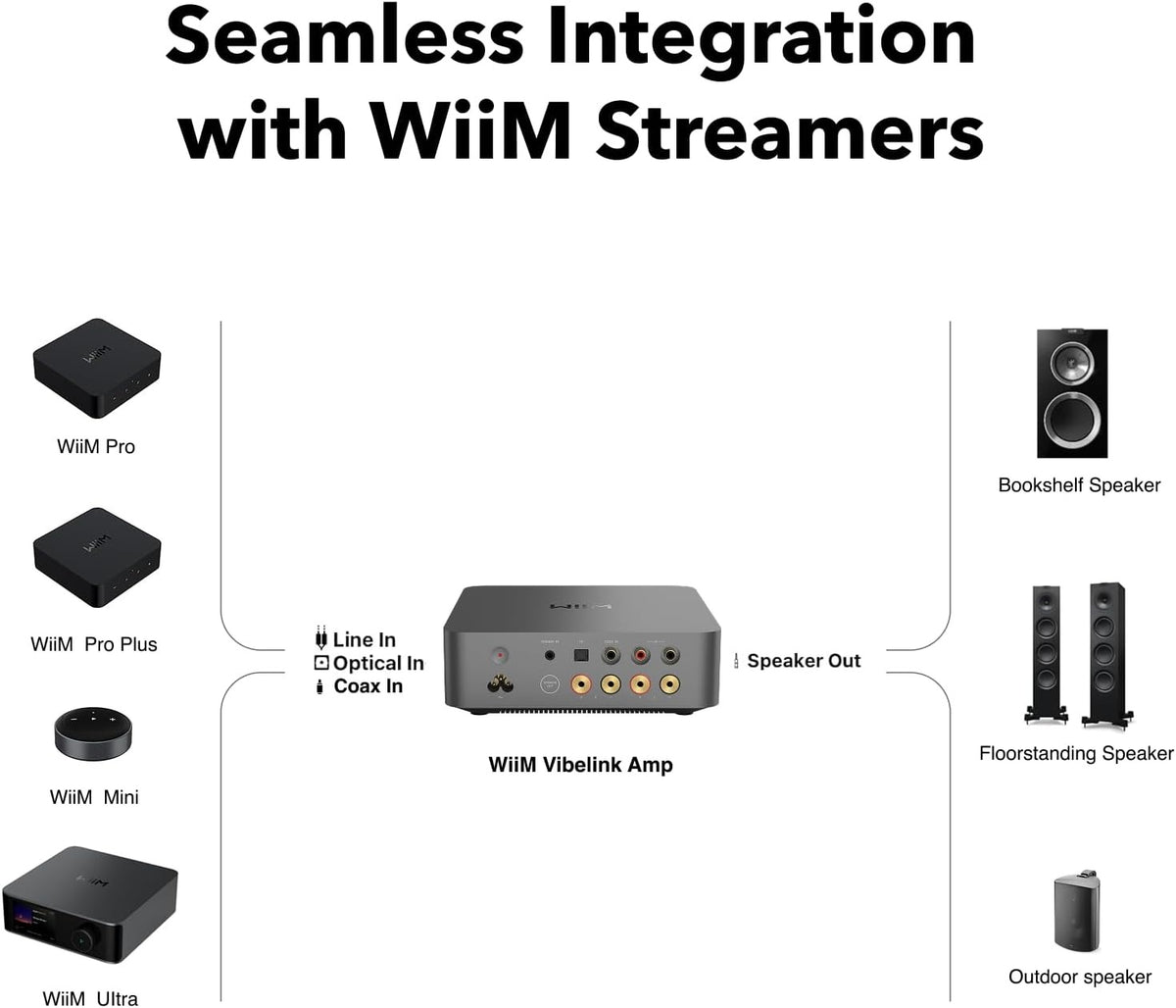 WiiM Vibelink Amp 100W 2-Channel Stereo Power Amplifier in Space Grey