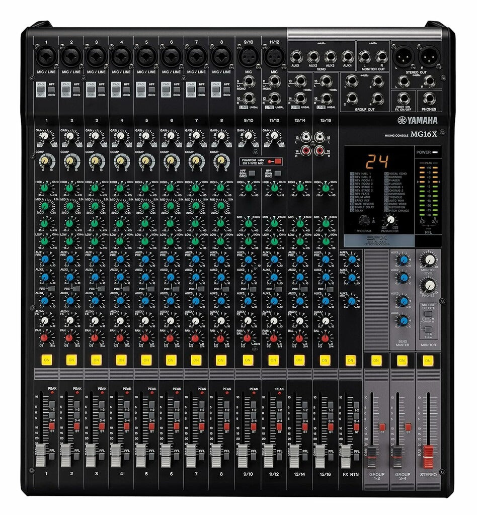 Yamaha MG16X 16-Ch Analogue Mixer with SPX Effects & Compressors (Each)
